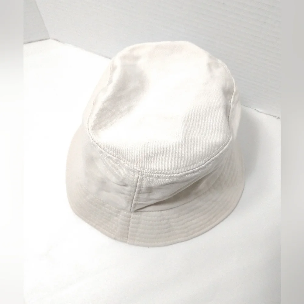 Bucket Hat Embroidered Letter P Beige Cotton Canvas Child Size